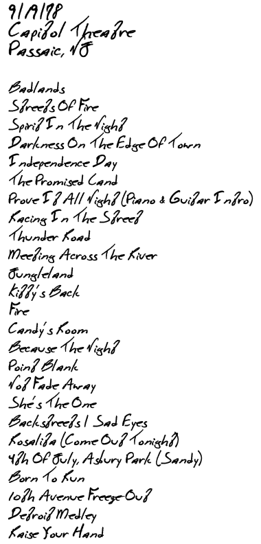 bruce springsteen setlist 1978