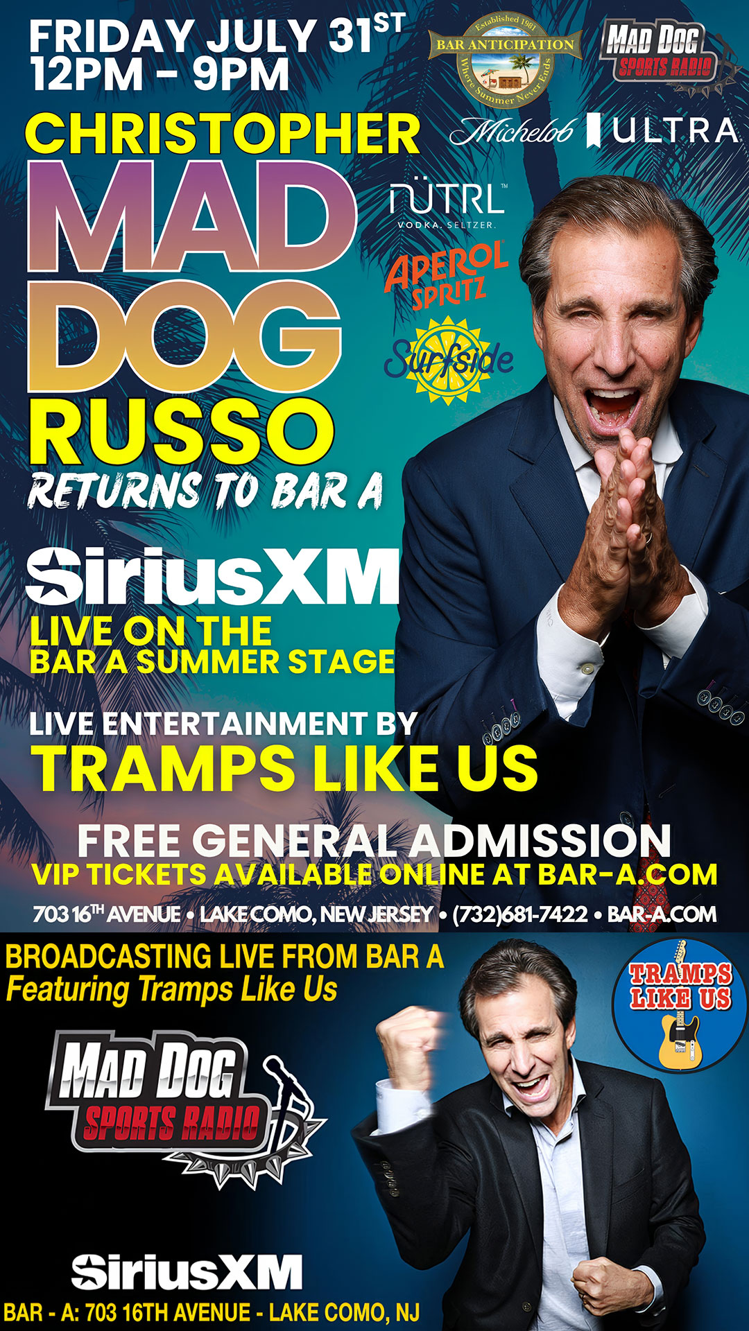 Chris Mad Dog Russo and Tramps Like Us event artwork