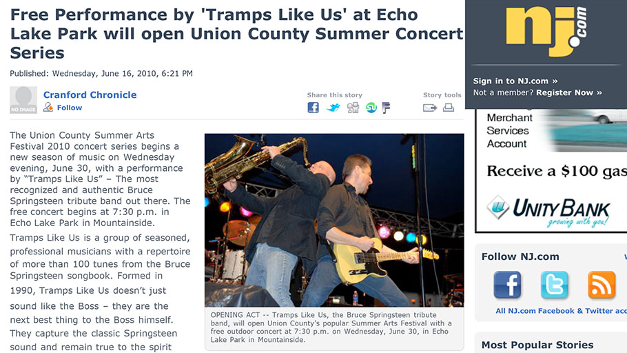 NJ.com story about Tramps Like Us