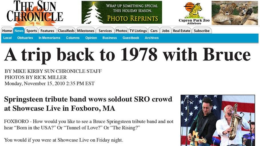 Sun Chronicle article on Tramps Like Us at Showcase Live